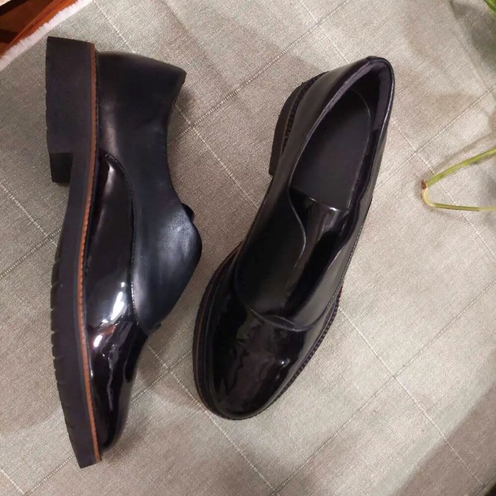 Rockport Women's Casual Slip On Patent Leather Black Shoes - Size 6
